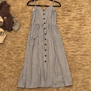 White and blue stripped dress